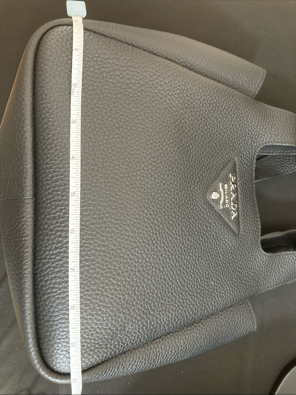 Prada Black Pebbled Leather Tote with Silver Logo - Picture 4 of 12